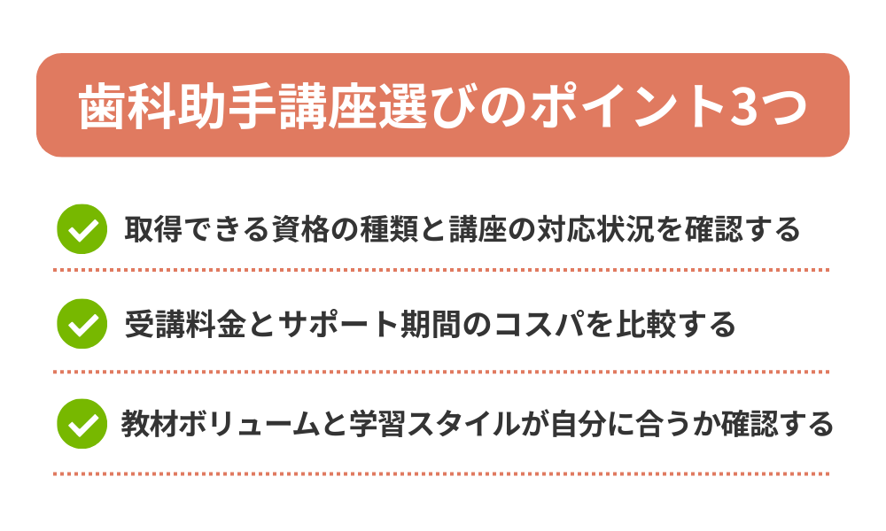 失敗しない歯科助手通信講座の選び方を説明する画像