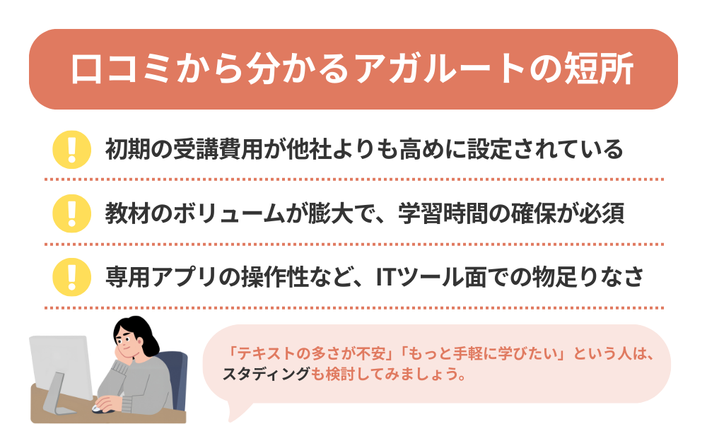 アガルートの評判・口コミから分かるデメリットを解説する画像