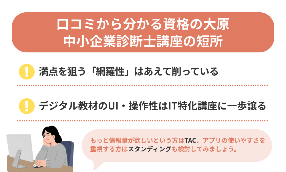 資格の大原中小企業診断士の悪い口コミをまとめた画像