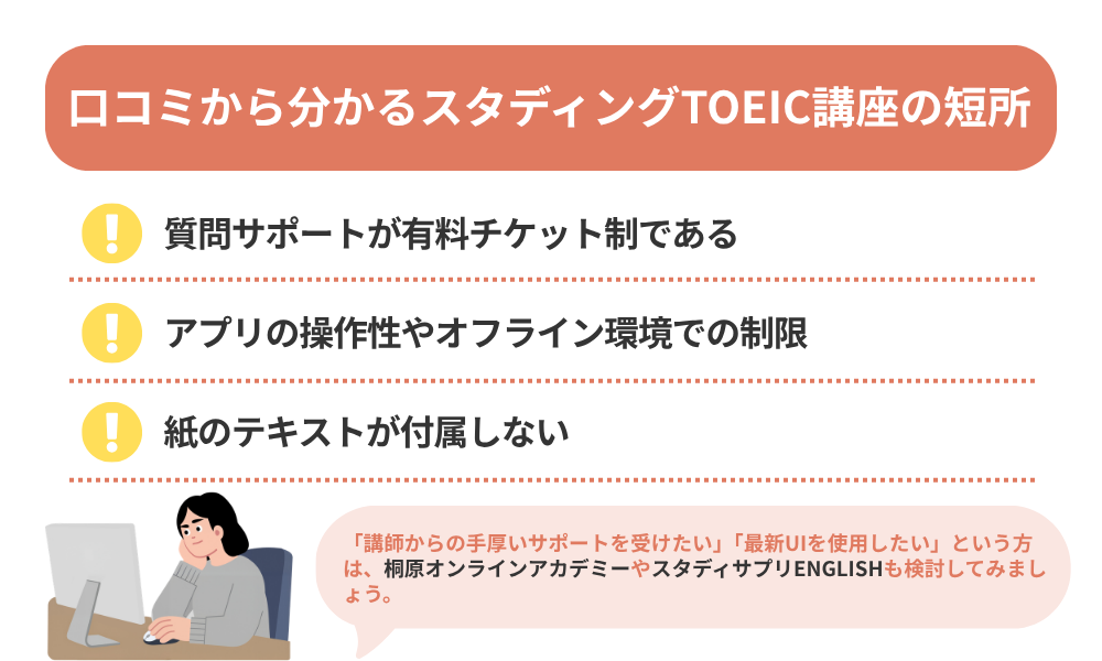 スタディング TOEIC講座の評判・口コミから分かるデメリットを解説する画像