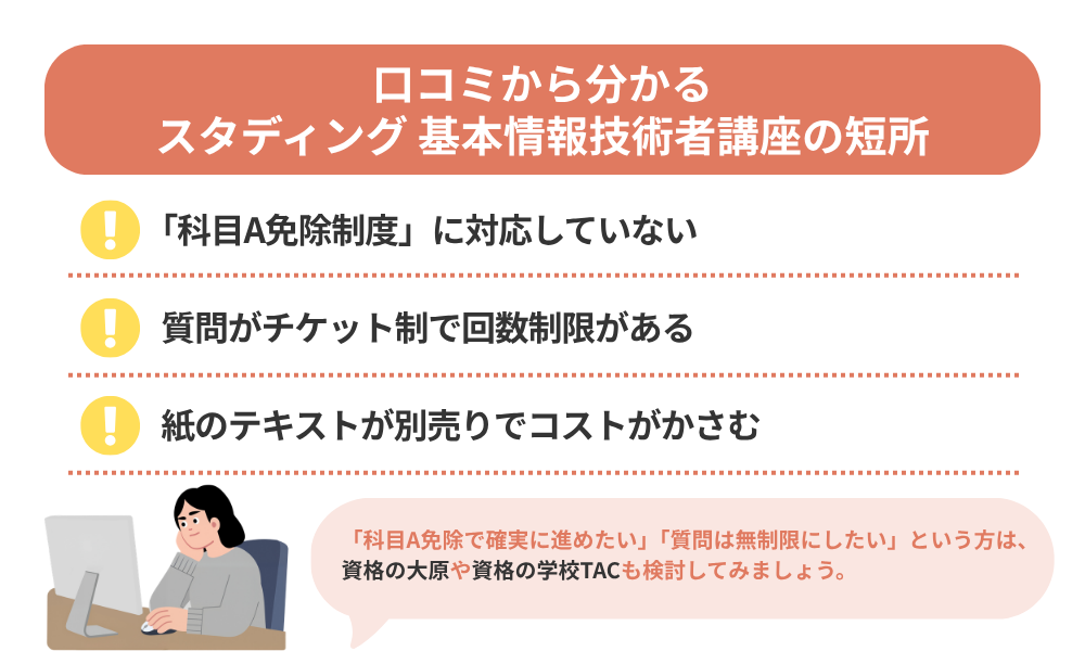 スタディング 基本情報技術者講座の評判・口コミから分かるデメリットを解説する画像