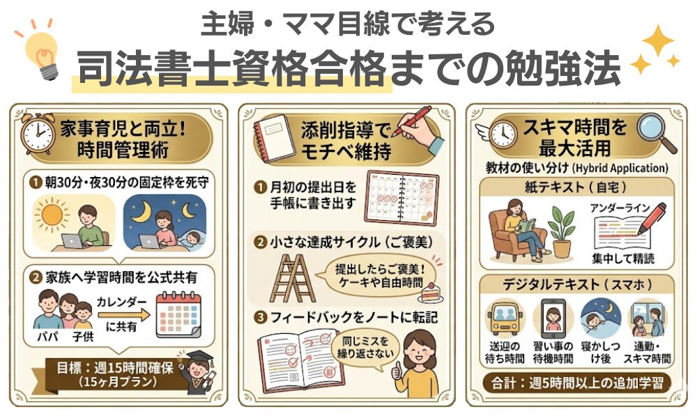 【主婦・ママ目線】ユーキャン司法書士に合格するための学習法を紹介する画像