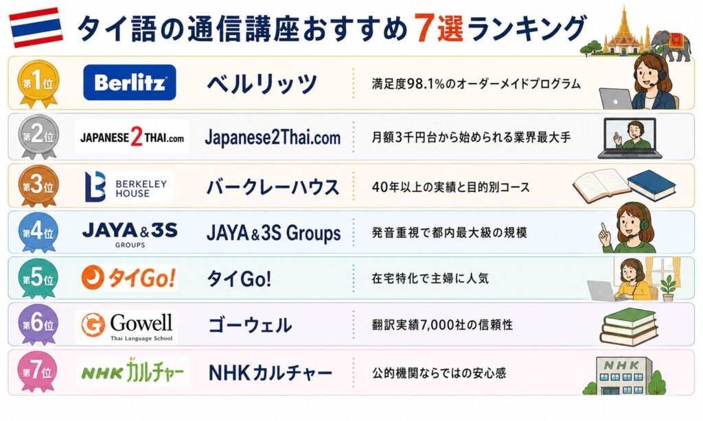 タイ語の通信講座おすすめ7選ランキング表