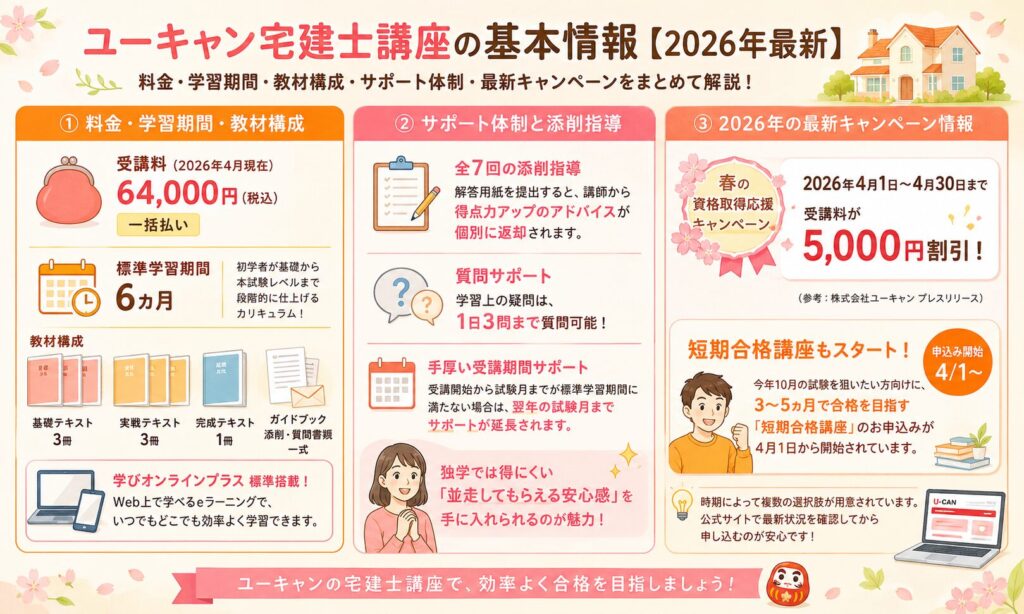 ユーキャン宅建士講座の基本情報を紹介する画像