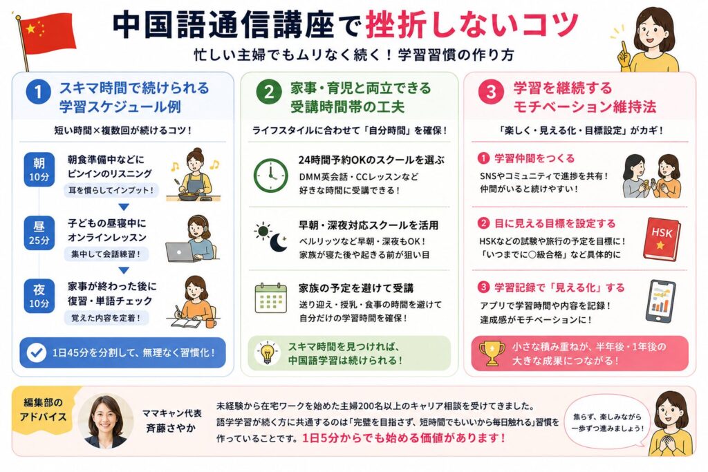 中国語通信講座で挫折しないコツを紹介する画像