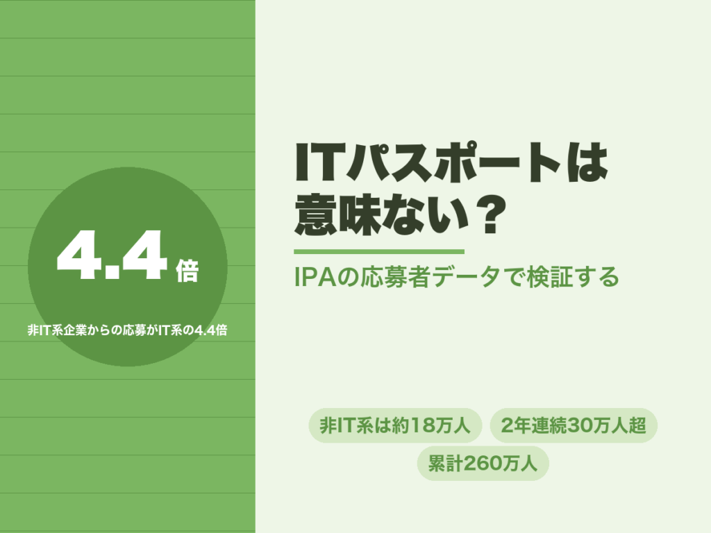 ITパスポートは意味ないのか。非IT系企業からの応募がIT系企業の約4.4倍